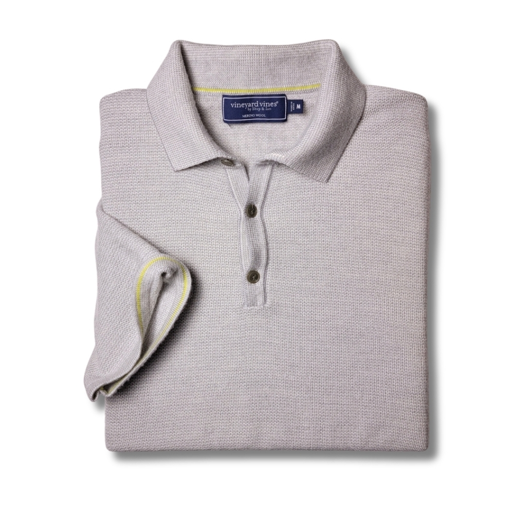 Vineyard Vines Shep & Ian Heather Gray Merino Wool Polo M